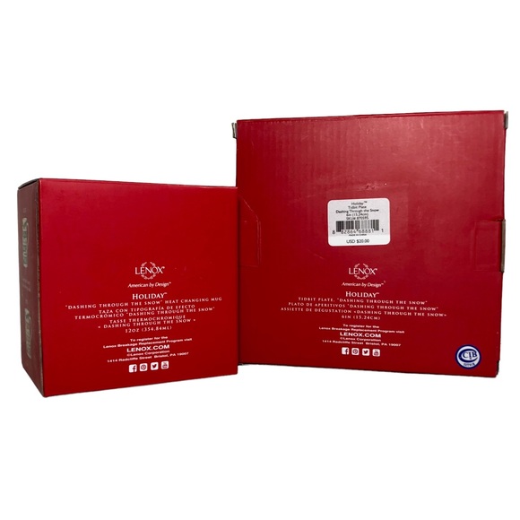 LENOX Holiday Heat Change Mug & Tidbit Plate “Dashing through the Snow…” NWT - Picture 2 of 12